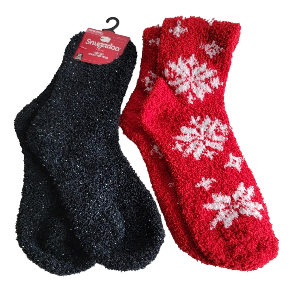 261S709 2 Pair Snugadoo Socks Red/Black Pairs